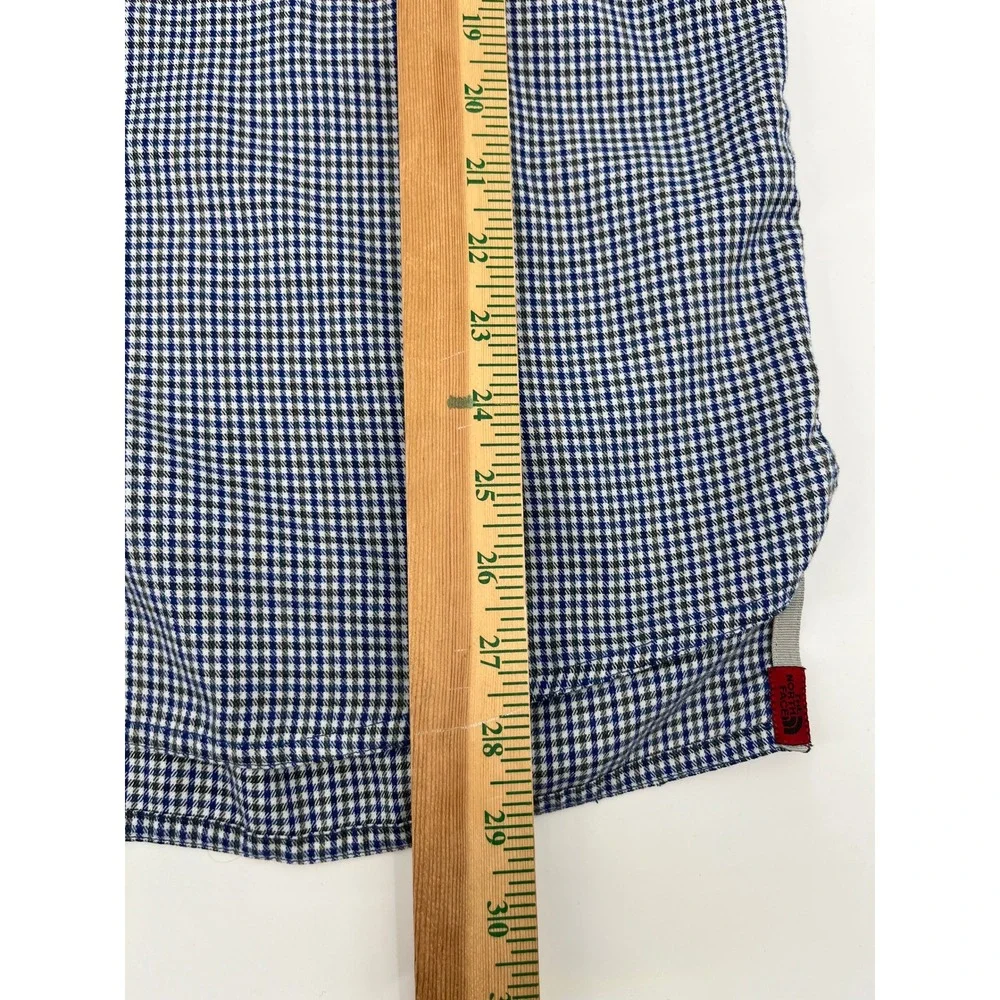 The North Face Mens Blue Gingham Plaid Long Sleeve Button Down Shirt M Vented